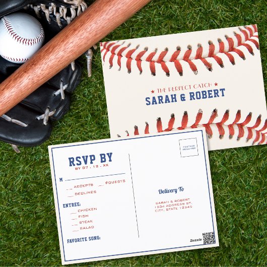Baseball Softball der perfekte Catch Wedding RSVP Postkarte