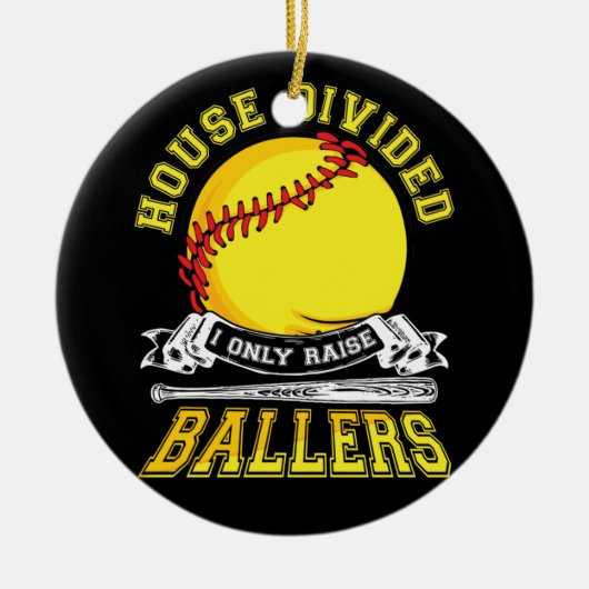 Baseball Softball gespaltene House Ball Mama Keramik Ornament (Vorne)