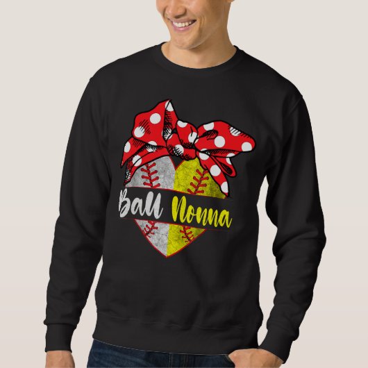 Baseball Softball Heart Ball Nonna Family Player C Sweatshirt (Vorderseite)