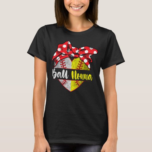 Baseball Softball Heart Ball Nonna Family Player C T-Shirt (Vorderseite)