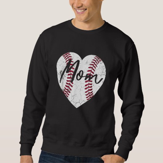 Baseball Softball Herz Mama Muttertag Mami Mutti Sweatshirt (Vorderseite)
