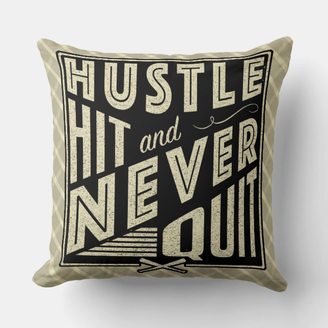 Baseball Softball Hustle, Hit & Nie kündigen Kisse Kissen (Vorderseite)