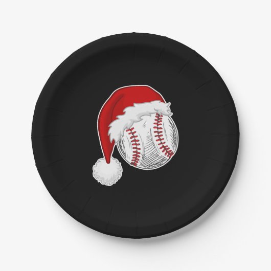 Baseball, Softball-Liebhaber - Xmas Weihnachtsmann Pappteller (Vorderseite)