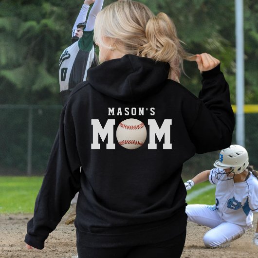 Baseball Softball Mama Kid's Name Parent Black Hoodie