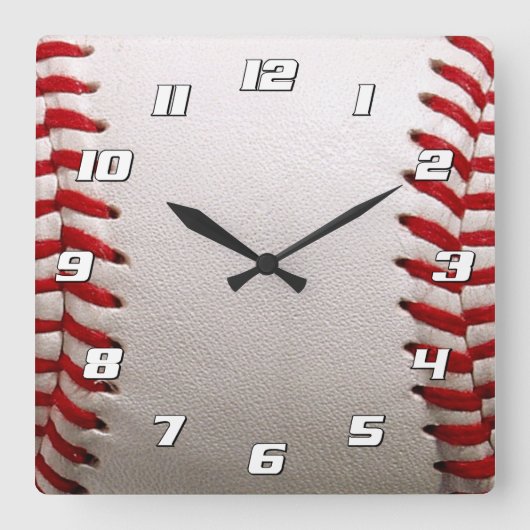 Baseball Softball mit Zahlen Quadratische Wanduhr (Vorderseite)