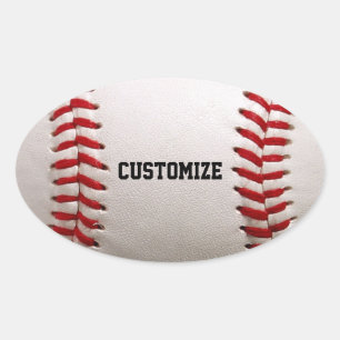 Baseball Softball Nähen Benutzerdefinierter Text Ovaler Aufkleber