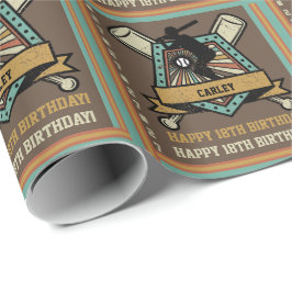 Baseball Softball Name Age Number Birthday Geschenkpapier