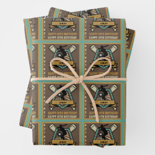 Baseball Softball Name Age Number Birthday Geschenkpapier Set