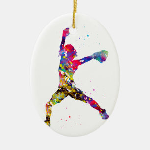 Baseball Softball Pitcher Keramik Ornament