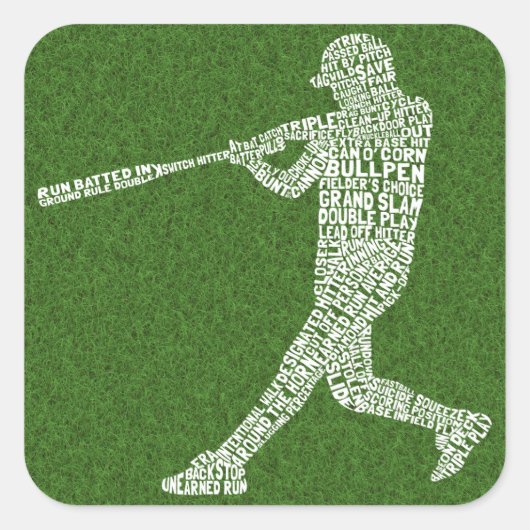 Baseball Softball Player Art Quadratischer Aufkleber (Vorderseite)