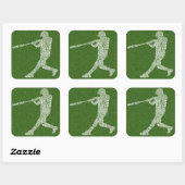Baseball Softball Player Art Quadratischer Aufkleber (Blatt)