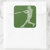 Baseball Softball Player Art Quadratischer Aufkleber (Tasche)