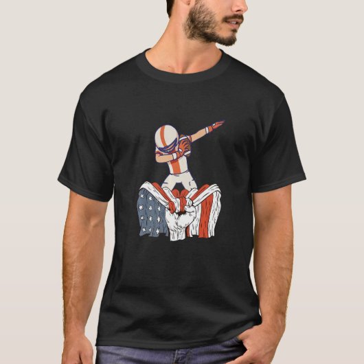 Baseball Softball Player with American Flag Premiu T-Shirt (Vorderseite)