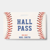 Baseball Softball School Teacher Student Hall Pass Ausweis (Vorderseite)