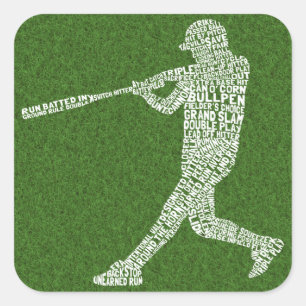 Baseball-Softball-Spieler typografisch Quadratischer Aufkleber