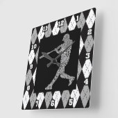 Baseball-Softball-Spieler-typografische Wanduhr (Winkel)