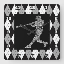 Baseball-Softball-Spieler-typografische Wanduhr