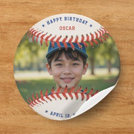 Baseball Softball Sport Foto Happy Birthday Party Runder Aufkleber