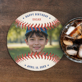 Baseball Softball Sport Foto Happy Birthday Party Runder Pappuntersetzer
