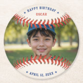 Baseball Softball Sport Foto Happy Birthday Party Runder Pappuntersetzer (Vorderseite)