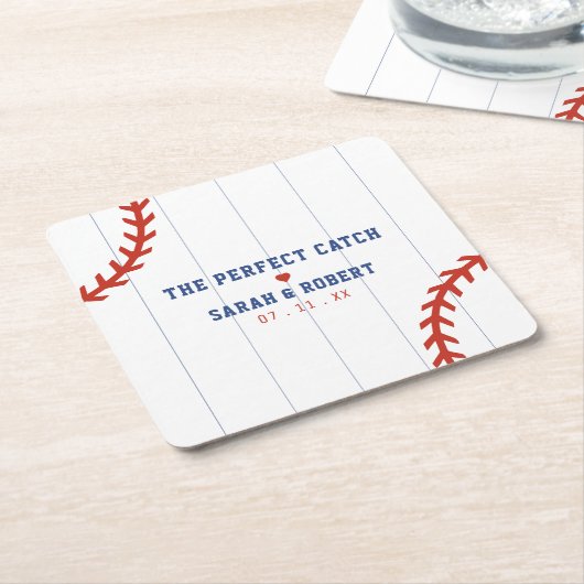 Baseball Softball Sport Herz Pinstripe Hochzeit Rechteckiger Pappuntersetzer (angewinkelt)