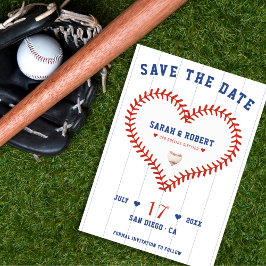 Baseball Softball Sport Herz Pinstripe Hochzeit Save The Date