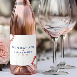 Baseball Softball Sport Herz Pinstripe Hochzeit Schaumweinetikett