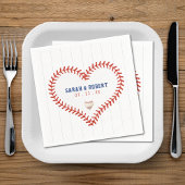 Baseball Softball Sport Herz Pinstripe Hochzeit Serviette
