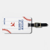 Baseball Softball Sport Pinstrip Flugzeug Flug Gepäckanhänger (Vorderseite horizontal)