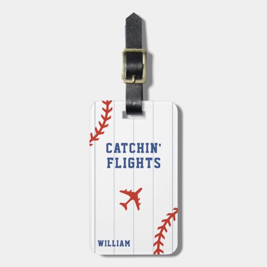Baseball Softball Sport Pinstrip Flugzeug Flug Gepäckanhänger (Vorderseite vertikal)