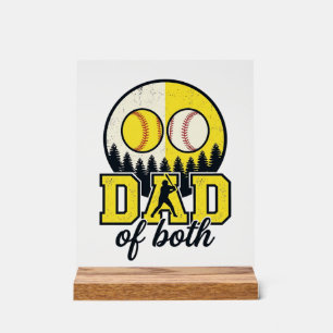 Baseball Softball Vater von Beiden Vintage Vektor Acrylschild