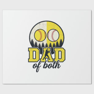 Baseball Softball Vater von Beiden Vintage Vektor Geschenkpapier