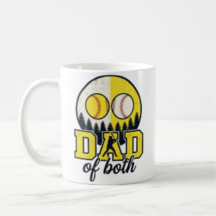 Baseball Softball Vater von Beiden Vintage Vektor Kaffeetasse