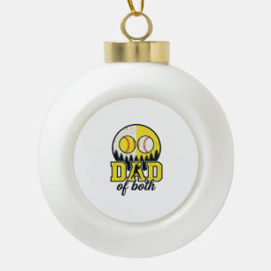 Baseball Softball Vater von Beiden Vintage Vektor Keramik Kugel-Ornament