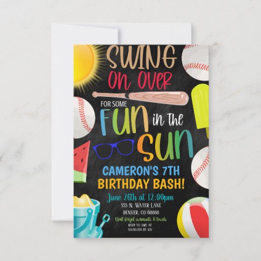 Baseball-Sommerparty-Einladung Einladung (Vorderseite)