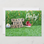 Baseball-Sparen-Sie-das-Datum-Party Einladung (Vorderseite)