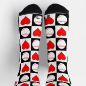 Baseball-Spieler-Baseballs und Herz-Muster-Sport Socken (Oben)
