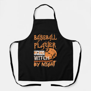 Baseball-Spieler bei Tag Hexe bei Nacht Halloween Schürze