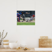 Baseball-Spieler, der in Zuhause gleitet Poster (Küche)