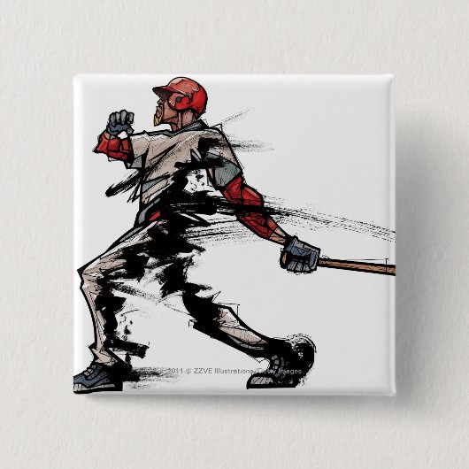 Baseball-Spieler, der Schläger, Seitenansicht hält Button (Vorderseite)