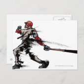 Baseball-Spieler, der Schläger, Seitenansicht hält Postkarte (Vorne/Hinten)