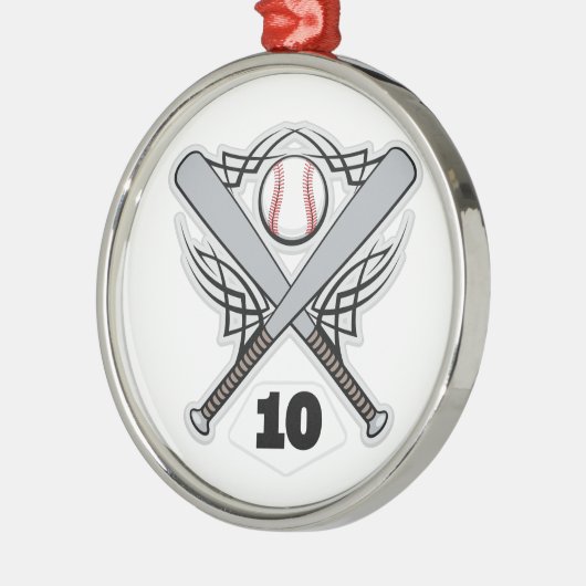 Baseball-Spieler-einheitliche Zahl 10 Silbernes Ornament (Links)