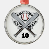 Baseball-Spieler-einheitliche Zahl 10 Silbernes Ornament (Vorne)