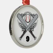 Baseball-Spieler-einheitliche Zahl 9 Silbernes Ornament (Rechts)