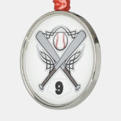 Baseball-Spieler-einheitliche Zahl 9 Silbernes Ornament (Links)