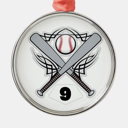 Baseball-Spieler-einheitliche Zahl 9 Silbernes Ornament (Vorne)