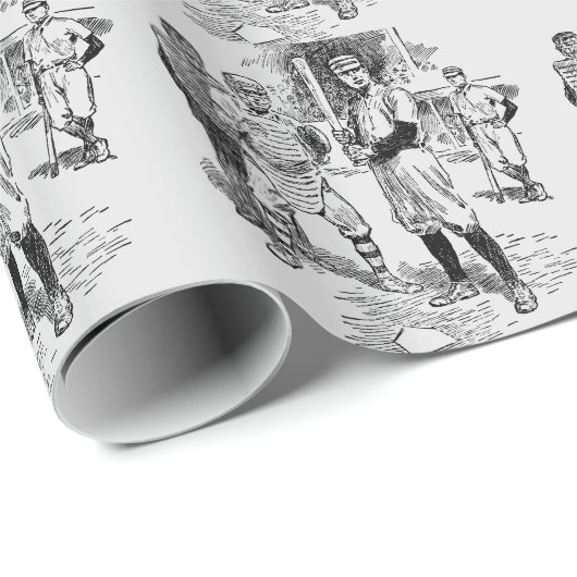 Baseball: Spieler Geschenkpapier (Rolleneckpunkt)