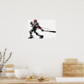 Baseball-Spieler-Holmschläger, Seitenansicht Poster (Küche)