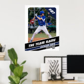 Baseball-Spieler individualisierbares Geschenk in Poster (Heimbüro)