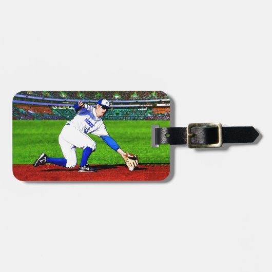 Baseball-Spieler mit Ihrem Namen oder Monogramm Gepäckanhänger (Vorderseite horizontal)